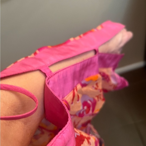 SILK NORDSTROM Topper One Size pink and orange lightweight festival bohemian EUC - Picture 8 of 12